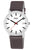 Boccia Classic Herrenuhr mit braunem Lederarmband und weißem Zifferblatt, schwarze Zeiger
