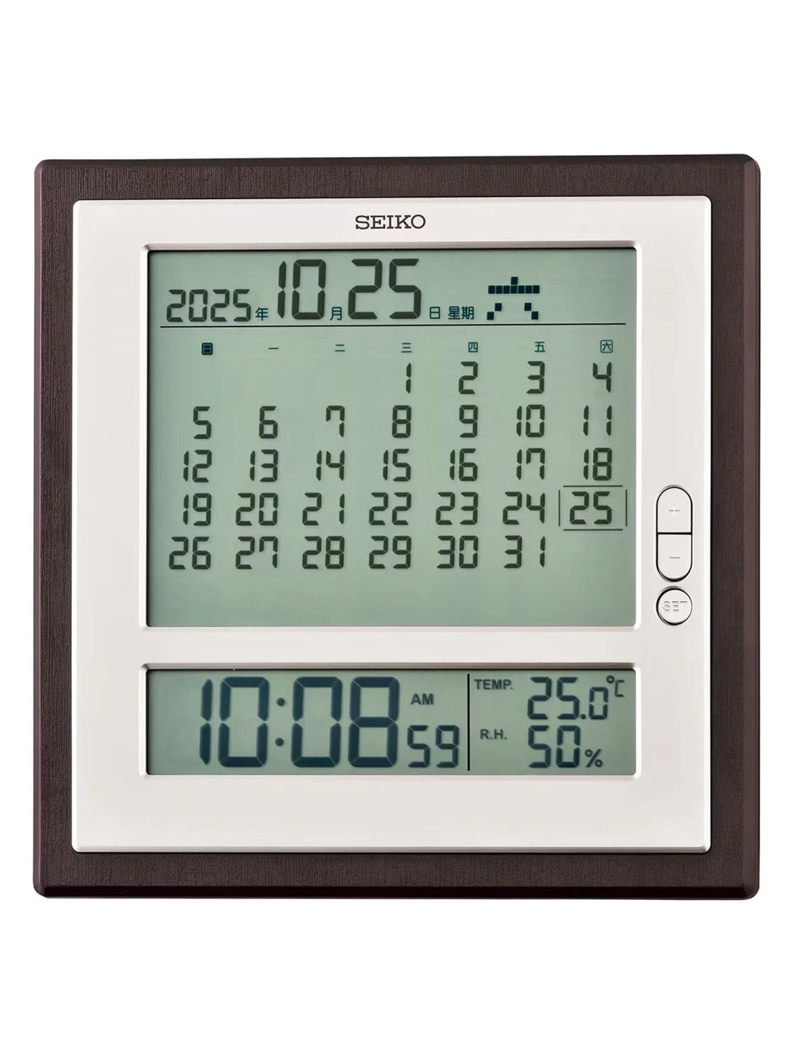 Seiko QHL100B Bordsur Brun • Träimitation Design • Analog Kvartsrörelse