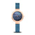 Damenuhr mit roségoldenem Gehäuse, blauem Zifferblatt und blauem Milanaise-Armband