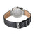 Bering damklocka med stiftspänne, svart läderarmband och silverfärgat hölje