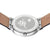 Bering damklocka, präglad baksida, beige läderarmband och silverfärgat hölje
