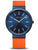 Bering Herrenarmbanduhr mit blauem Zifferblatt und orangefarbenem Silikonarmband