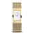 BERING Damenuhr mit goldfarbenem Rechteckgehäuse und Milanaise-Armband, weißes Zifferblatt