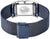 Damklocka med mörkblått Milanese-armband och prägling