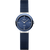 Bering Damen-Armbanduhr mit blauem Zifferblatt, Keramiklünette und Milanaise-Armband
