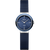 Bering Damen-Armbanduhr: blaues Zifferblatt, Keramiklünette und blaues Milanaise-Armband