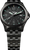 Armbandsur för herrar med svart urtavla, gröna lysande markeringar och metallarmband.