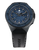 Armbandsur för herrar med blå urtavla, svart vridring och gummiband.