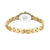 Bering Damenuhr Armband-Ansicht mit goldfarbenen Gliedern, Uhr sitzt mittig