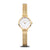 Bering Classic Damenuhr mit goldfarbenem Milanaise-Armband und weißem Zifferblatt