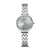 Bering-Damenuhr mit silberfarbenem Metallarmband, rundem Zifferblatt mit römischen Zahlen