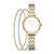 Bering Damenarmbanduhr mit bicolor Edelstahlband und weißem Zifferblatt, römische Zahlen