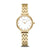 Bering-Damenuhr goldfarben mit Metallarmband, weißem Zifferblatt und römischen Zahlen