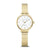 Damenuhr mit goldenem Metallarmband und rundem Zifferblatt, feine Zeitmarker
