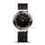Damenuhr mit schwarzem Zifferblatt, schwarzem Milanaise-Armband und Roségoldener Lünette