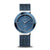 Damenuhr mit blauem Zifferblatt, runder Keramik-Lünette und blauem Mesh-Armband