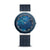 Damenuhr mit blauem Zifferblatt, goldenen Zeigern und blauem Mesh-Armband