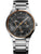 Bering Herrenarmbanduhr mit schwarzem Zifferblatt, orange Akzenten und Edelstahlarmband