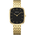 Damenuhr Bering Classic mit schwarzem Zifferblatt, goldfarbenem Edelstahlarmband