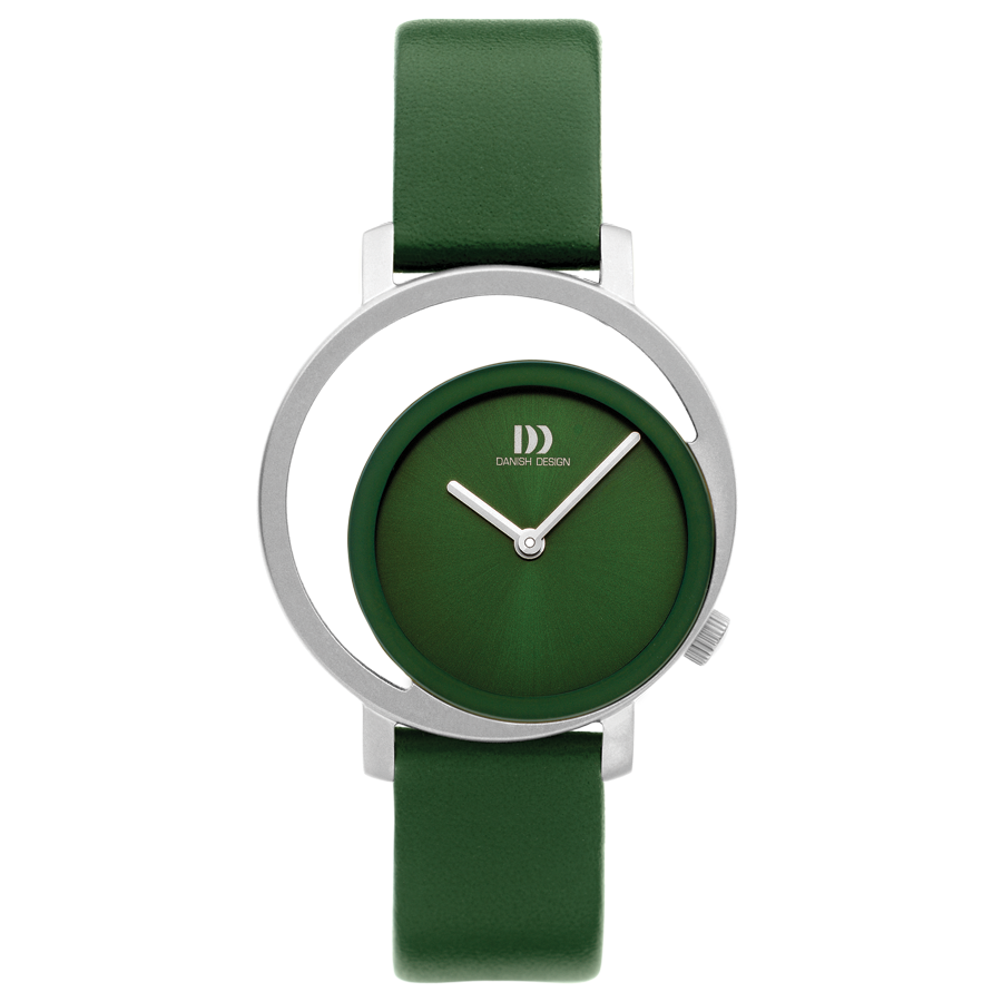 Danish Design Damenarmbanduhr mit grünem Zifferblatt und grünem Lederarmband