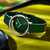 Danish Design Armbanduhr mit silbernem Gehäuse, grünem Zifferblatt und Lederband