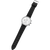 Herren-Chronographuhr mit schwarzem Lederband, silbernem runden Gehäuse und weißem Zifferblatt