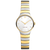 Bicolor-Damenuhr mit weißem Zifferblatt und silber-goldenem Gliederarmband