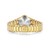 Goldfarbene Damenuhr mit Metallgliederarmband, Gehäuseboden mit Gravur