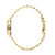 Goldfarbene Damenuhr in Seitenansicht mit Metallgliederarmband
