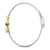 Bicolor-Damenuhr mit silbernem Milaneseband, goldenem Gehäuse und Seitendetail