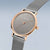Damenuhr mit rundem Roségoldgehäuse, dunklem Zifferblatt und Milanaise-Maschenarmband, Saphirglas