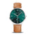 Bering Classic Herrenuhr mit dunkelgrünem Zifferblatt, Lederarmband braun, runder Edelstahlgehäuse