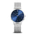 Bering Classic Damenarmbanduhr mit blauem Zifferblatt und silbernem Milanaise-Armband