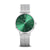 Bering Damenuhr mit grünem Zifferblatt und silbernem Milanaise-Armband