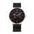Herren-Armbanduhr mit schwarzem Zifferblatt, roségoldfarbenem Gehäuse und schwarzem Metallband