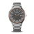 Bering Solar Armbanduhr mit grauem Edelstahlarmband und schwarzem Zifferblatt, orange Akzenten