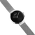 Damenuhr mit schwarzem Zifferblatt, silbernem Gehäuse und Milanaise-Armband