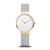 Bering Damen-Armbanduhr mit weißem Zifferblatt und silbernem Milanaise-Armband