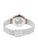 Damenuhr-Rückseite mit graviertem Gehäuseboden, Roségold und Milanaise-Armband.