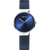 Damenuhr mit blauem Zifferblatt und Milanaise-Armband, silberfarbene Gehäusefassung