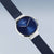 Damenarmbanduhr mit blauem Zifferblatt, schmaler Zeitanzeige und blauem Milanaise-Armband