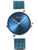 Bering Classic Damenarmbanduhr mit blauem Meshband und rundem blauem Zifferblatt, silberne Zeiger