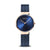 Damenuhr mit blauem Zifferblatt, Roségold-Gehäuse und blauem Milanaise-Armband.