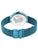 Bering Uhr Rückseite mit Gravur und blauem Milanaise-Armband