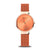 Bering Damenuhr mit orangefarbenem Zifferblatt und Milanaise-Armband, roségold