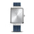 Bering Herrenarmbanduhr mit silbernem, rechteckigem Gehäuse und blauem Milanaiseband
