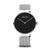 Bering Armbanduhr mit schwarzem Zifferblatt, silbernem Milanaise-Armband und Saphirglas