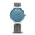 Unisex-Armbanduhr rund: blaues Zifferblatt mit Zeigern, silbernes Mesh-Armband
