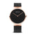 Unisex-Armbanduhr mit schwarzem Zifferblatt und roségoldfarbenem Gehäuse