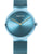 Damenarmbanduhr mit rundem blauem Zifferblatt, goldenen Zeigern und Milanaiseband